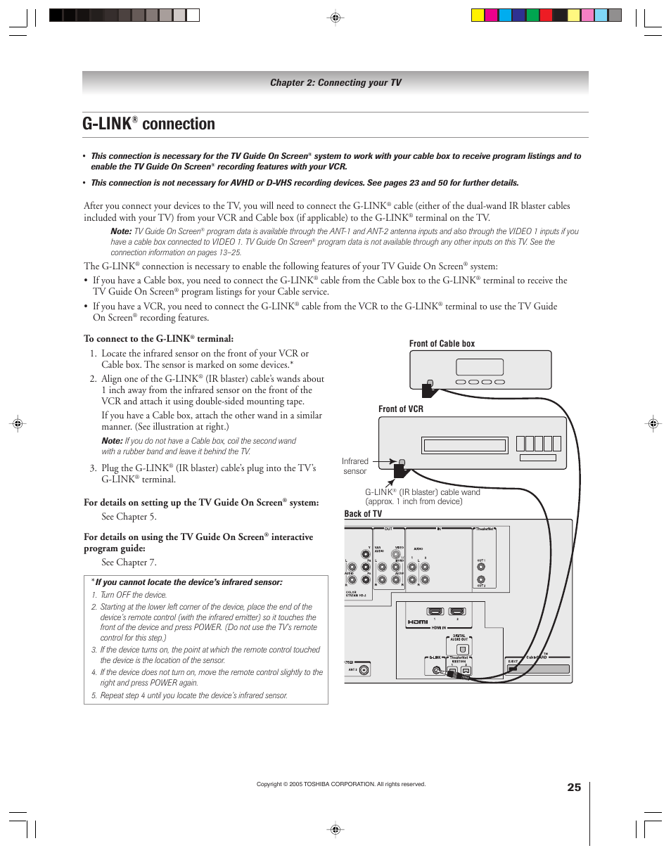 G-link, Connection | Toshiba 46HM15 User Manual | Page 25 / 112