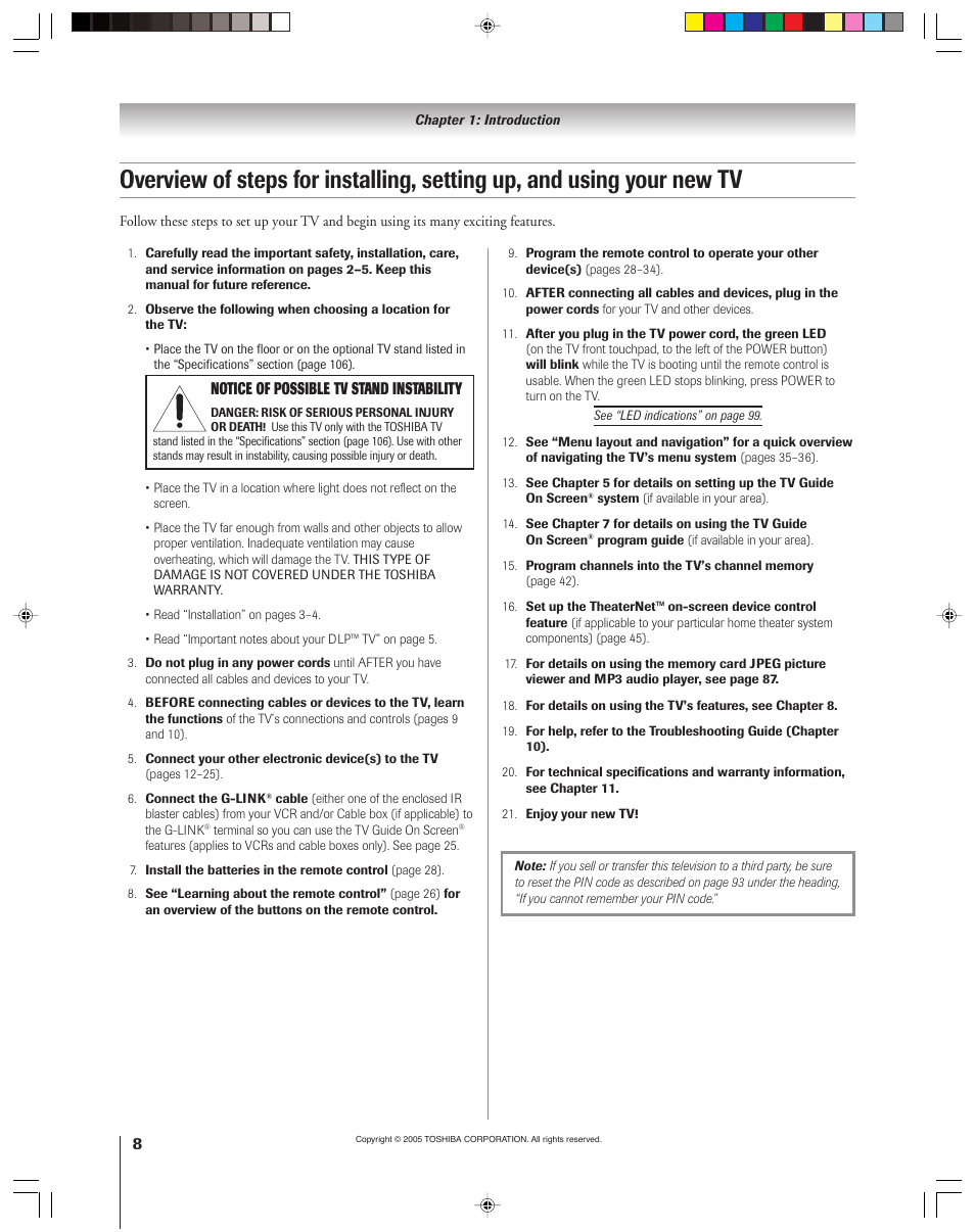 Toshiba 46HM15 User Manual | Page 8 / 112