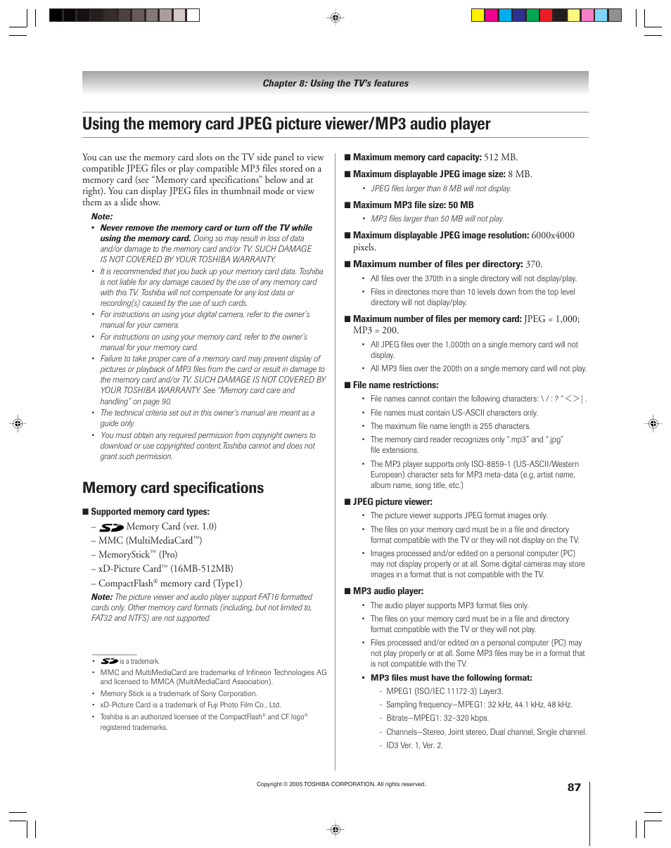 Toshiba 46HM15 User Manual | Page 87 / 112