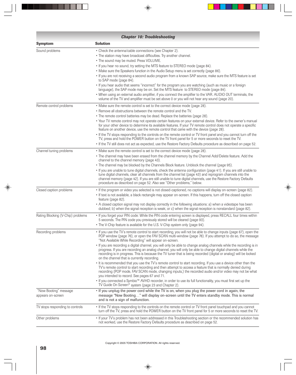 Toshiba 46HM15 User Manual | Page 98 / 112