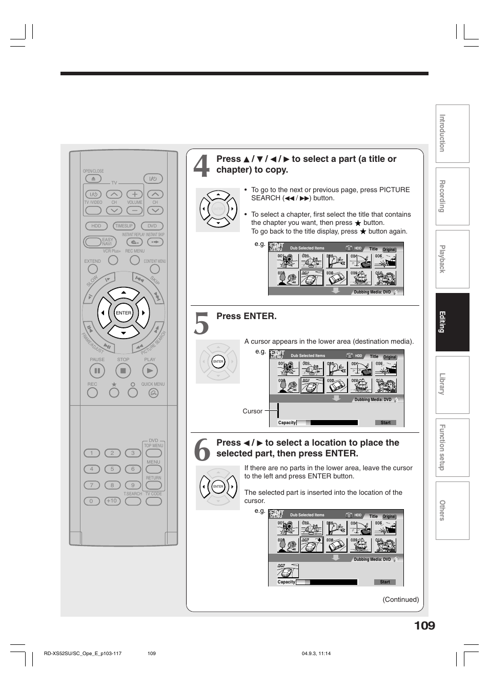 Press enter | Toshiba RD-XS52SC User Manual | Page 109 / 179