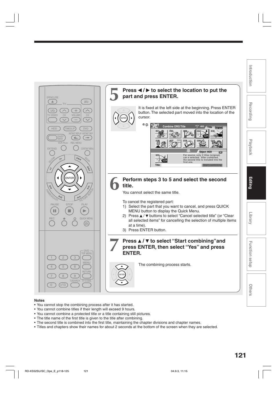 Perform steps 3 to 5 and select the second title | Toshiba RD-XS52SC User Manual | Page 121 / 179