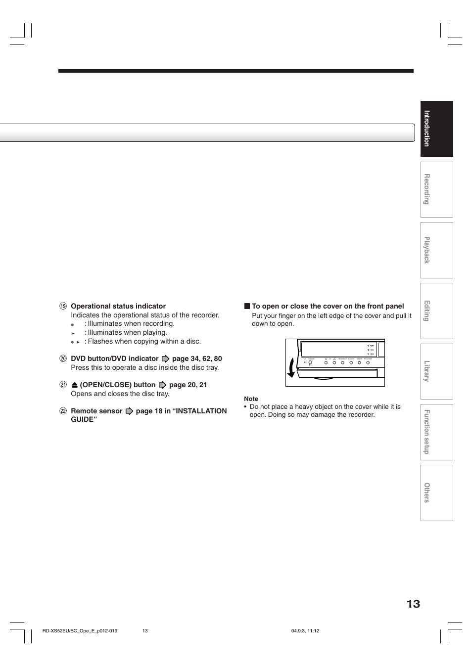 Toshiba RD-XS52SC User Manual | Page 13 / 179