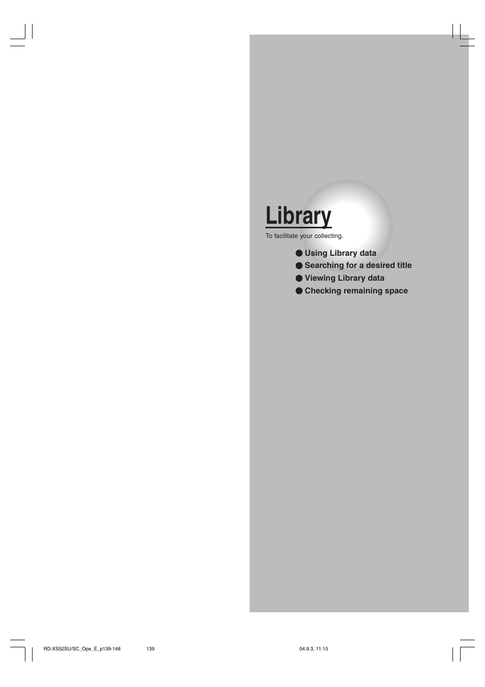 Library | Toshiba RD-XS52SC User Manual | Page 139 / 179
