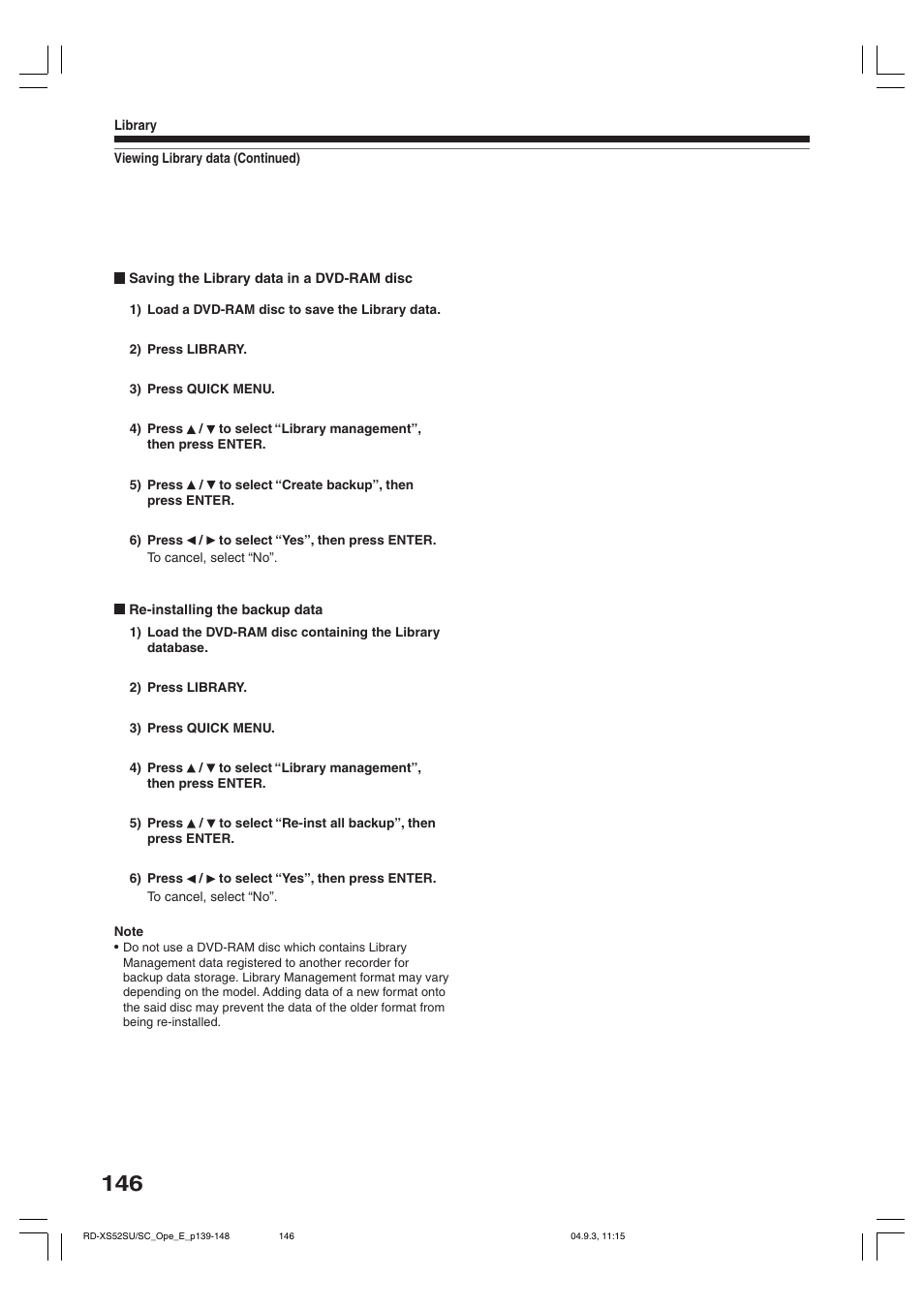 Toshiba RD-XS52SC User Manual | Page 146 / 179