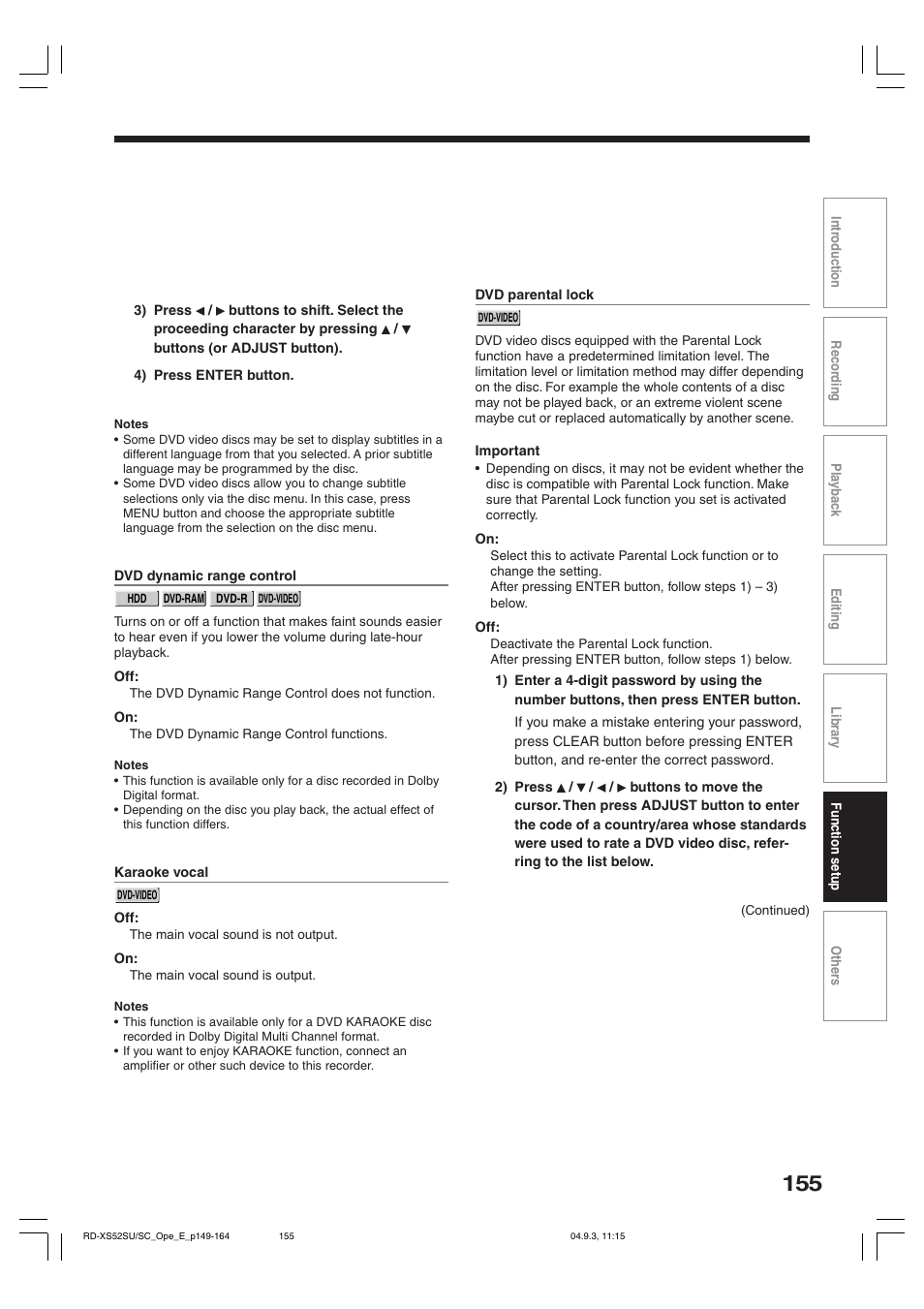 Toshiba RD-XS52SC User Manual | Page 155 / 179