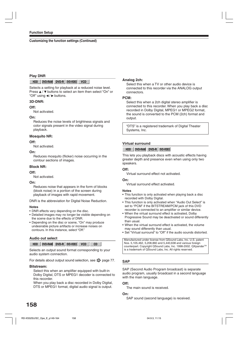 Toshiba RD-XS52SC User Manual | Page 158 / 179