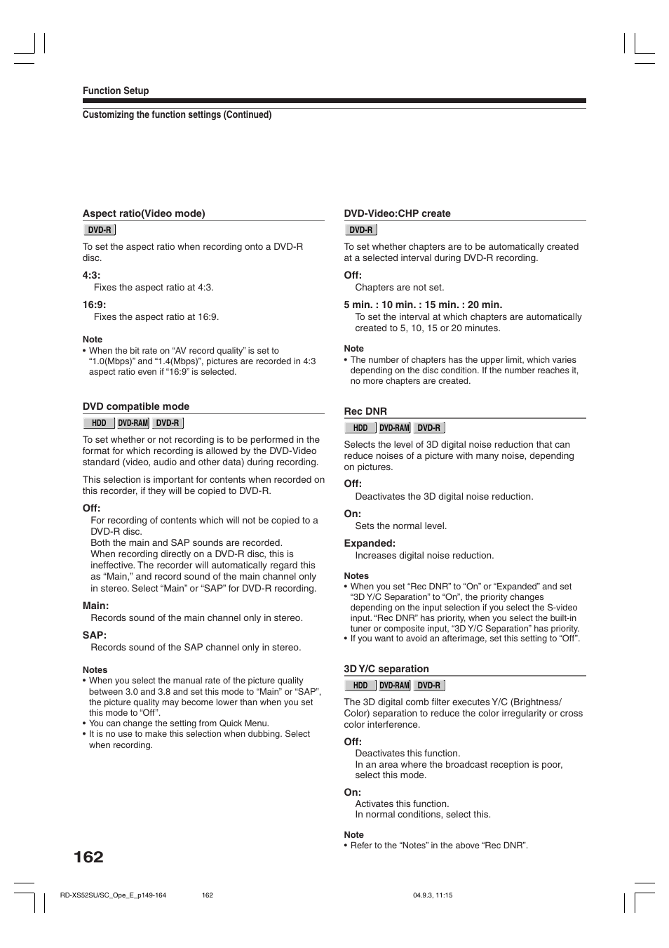 Toshiba RD-XS52SC User Manual | Page 162 / 179