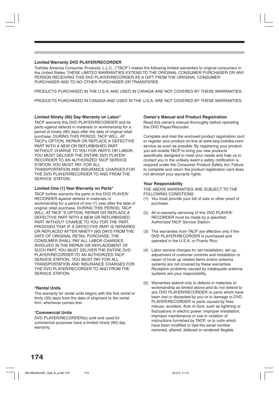 Toshiba RD-XS52SC User Manual | Page 174 / 179