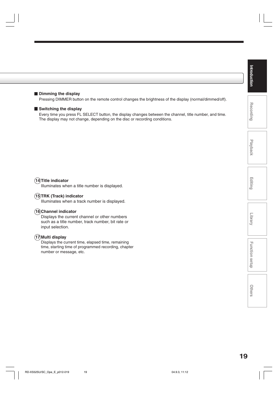 Toshiba RD-XS52SC User Manual | Page 19 / 179