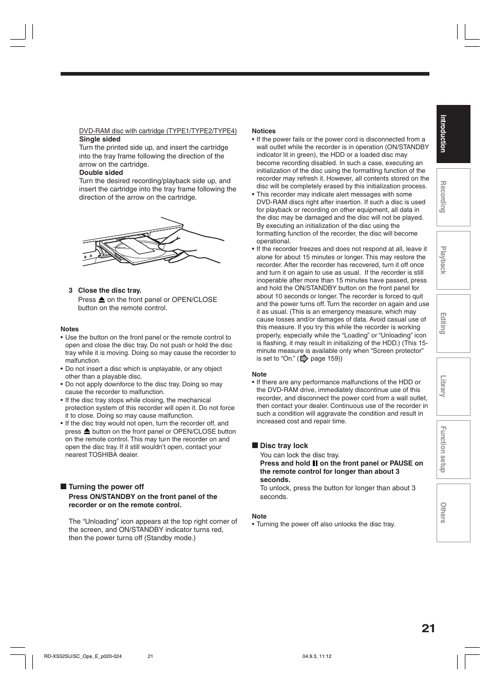 Toshiba RD-XS52SC User Manual | Page 21 / 179