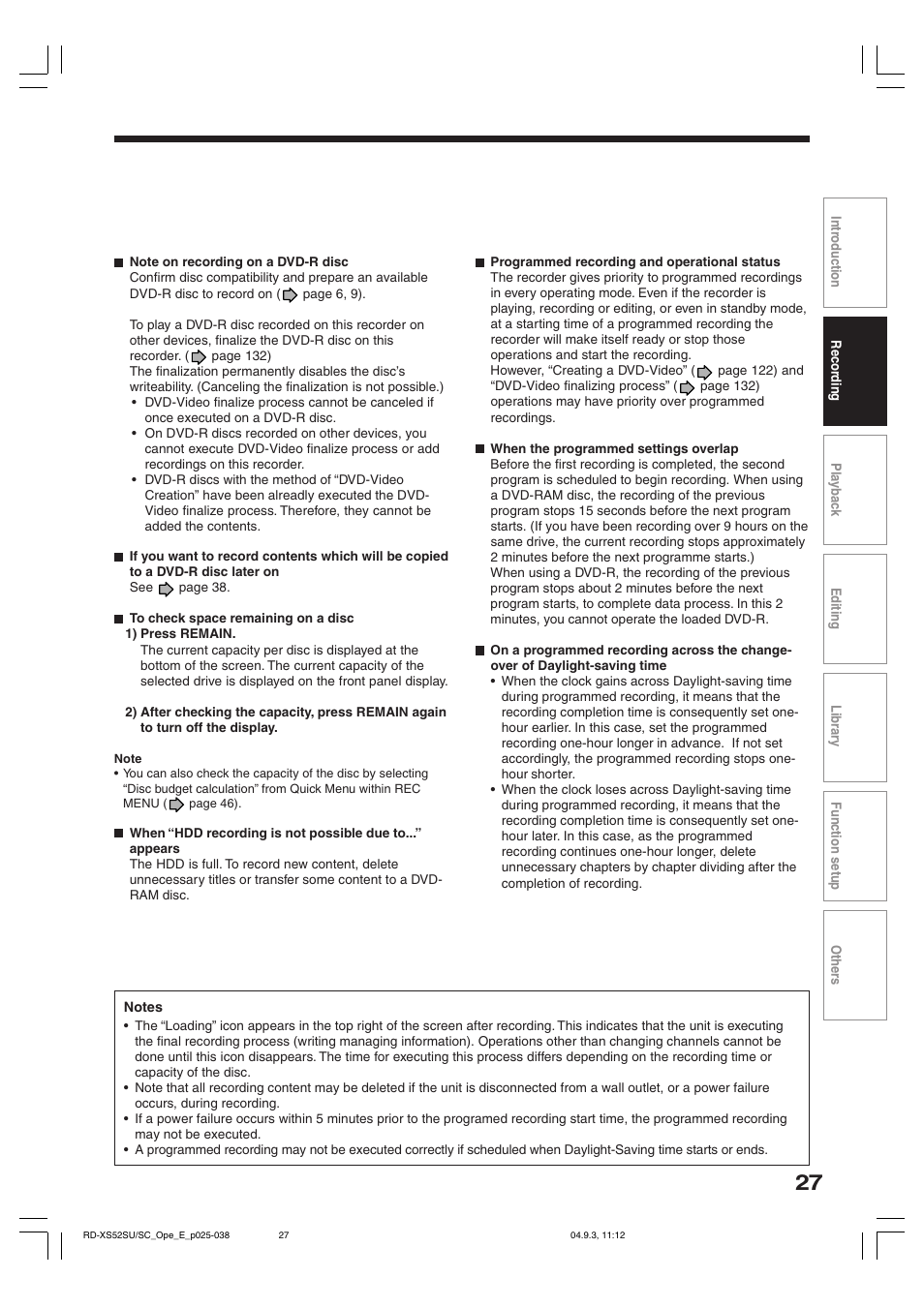 Toshiba RD-XS52SC User Manual | Page 27 / 179