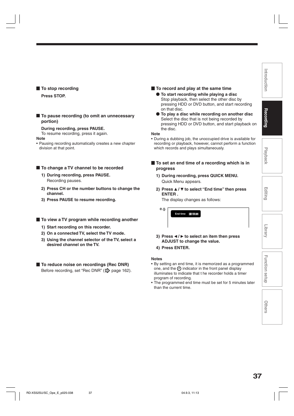 Toshiba RD-XS52SC User Manual | Page 37 / 179
