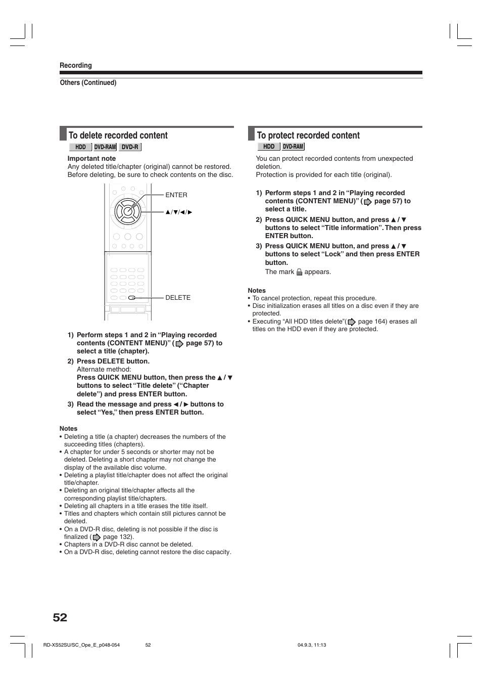 Toshiba RD-XS52SC User Manual | Page 52 / 179