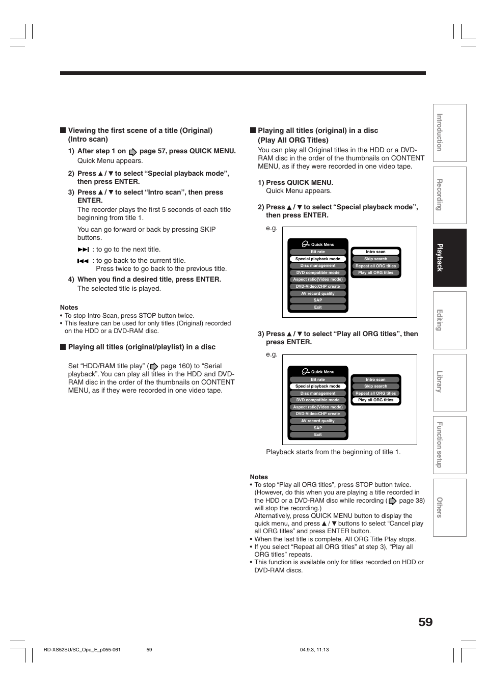 Toshiba RD-XS52SC User Manual | Page 59 / 179