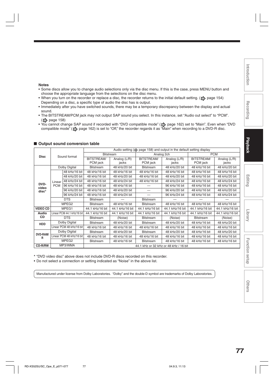 Toshiba RD-XS52SC User Manual | Page 77 / 179