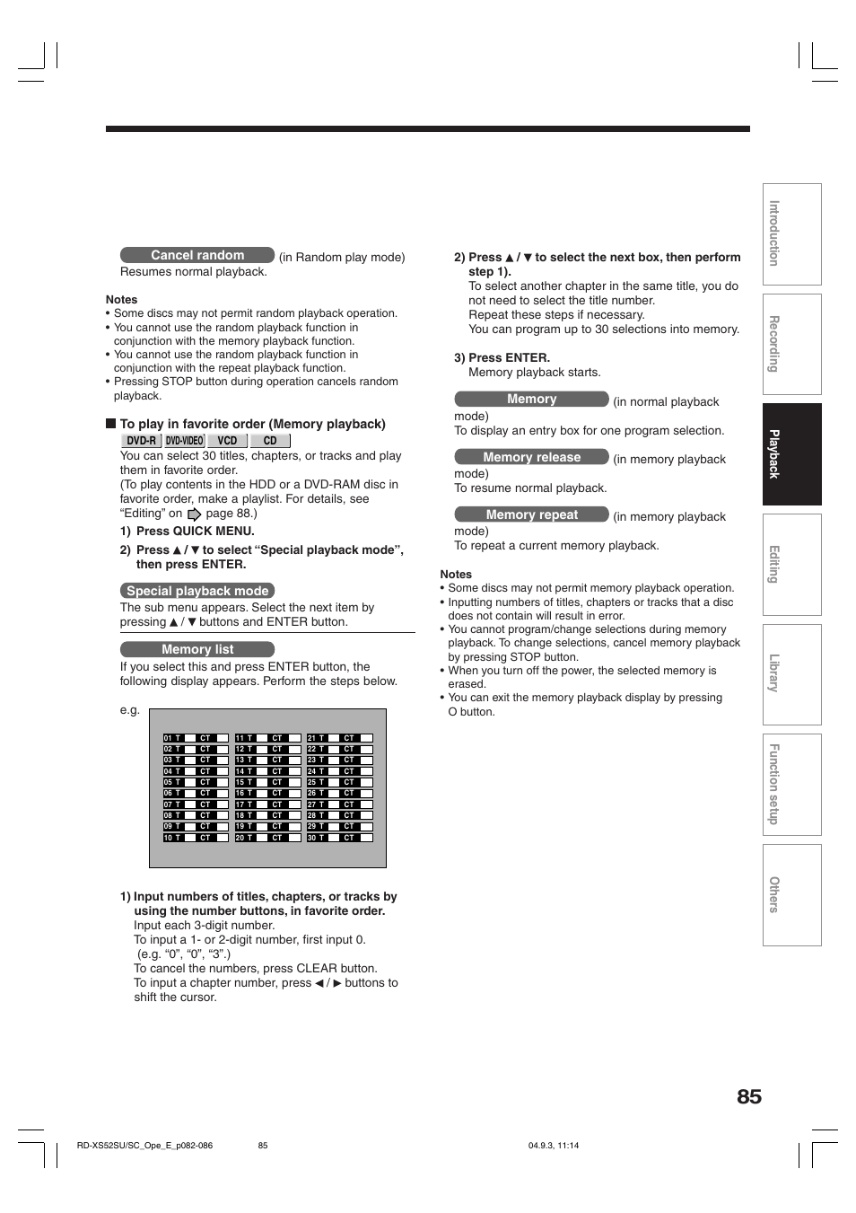 Special playback mode | Toshiba RD-XS52SC User Manual | Page 85 / 179