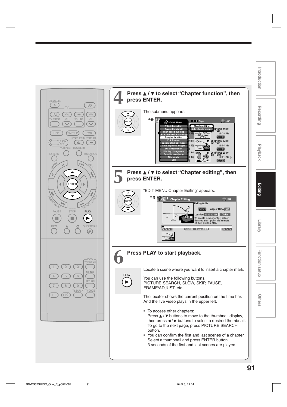 Press play to start playback | Toshiba RD-XS52SC User Manual | Page 91 / 179