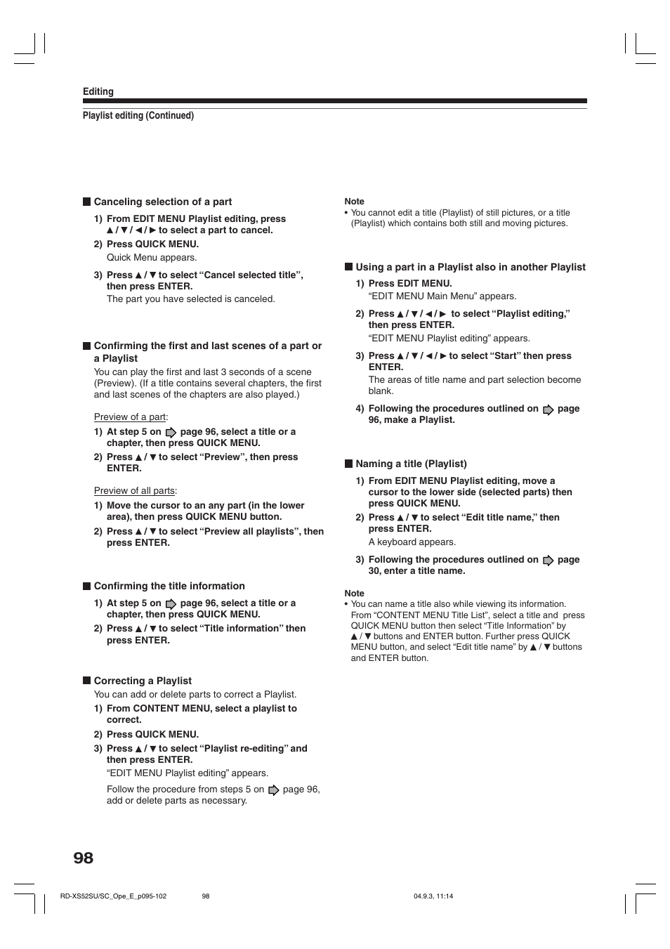 Toshiba RD-XS52SC User Manual | Page 98 / 179