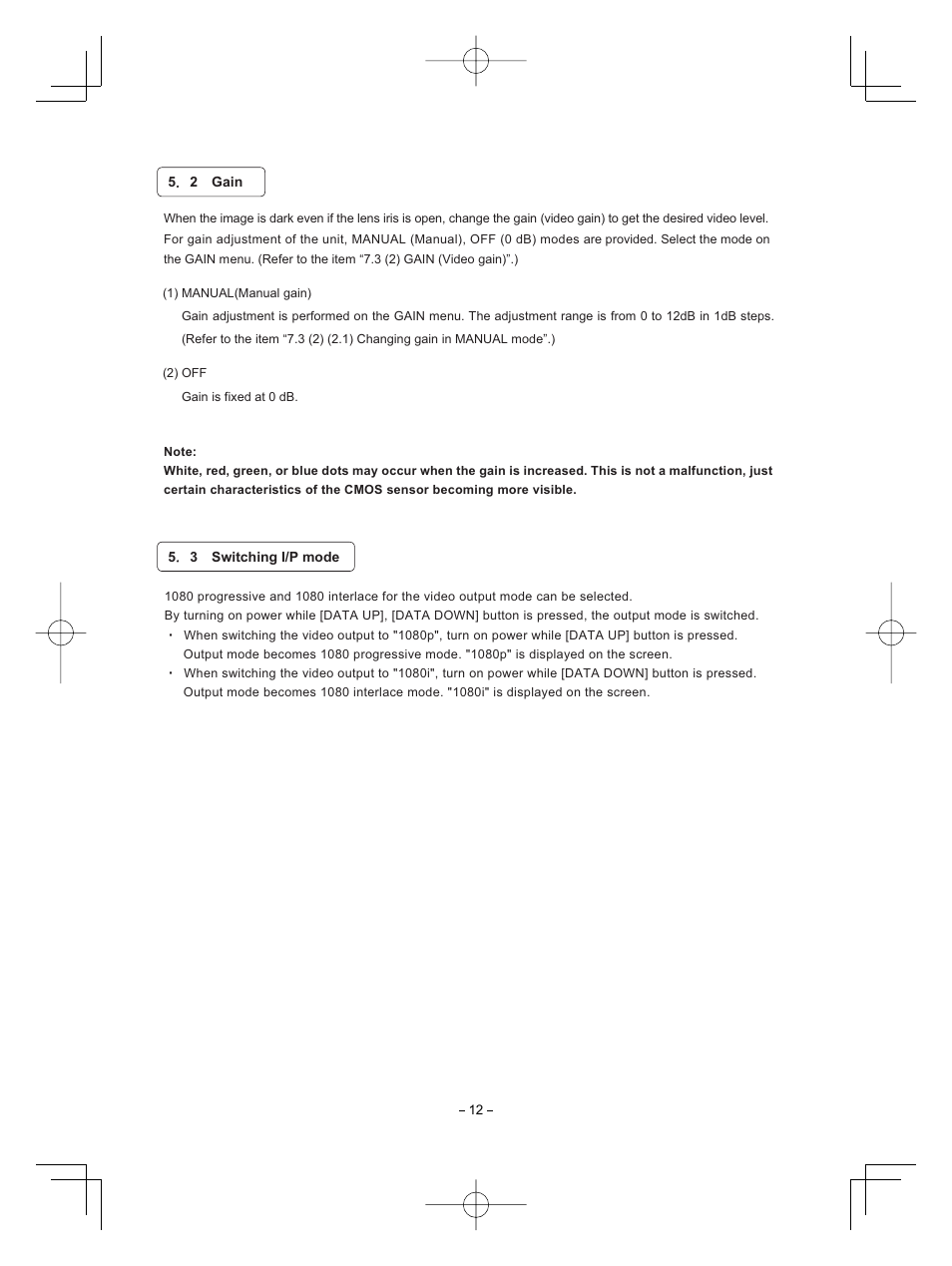 Toshiba CMOS Color Camera IK-HR1D User Manual | Page 12 / 28