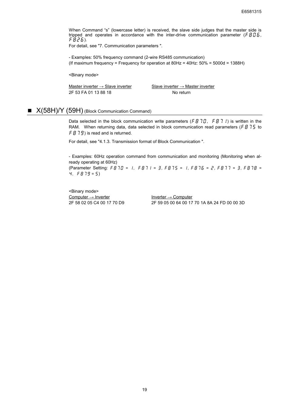 X(58h)/y (59h) | Toshiba Tosvert RS485 User Manual | Page 20 / 73