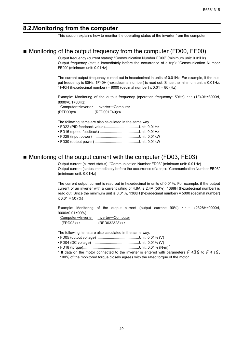 Monitoring from the computer | Toshiba Tosvert RS485 User Manual | Page 50 / 73