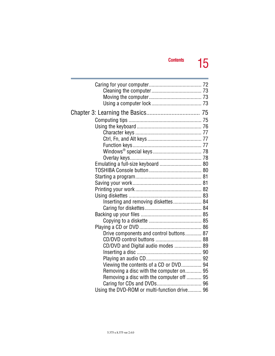 Toshiba Satellite 2415 Series User Manual | Page 15 / 279