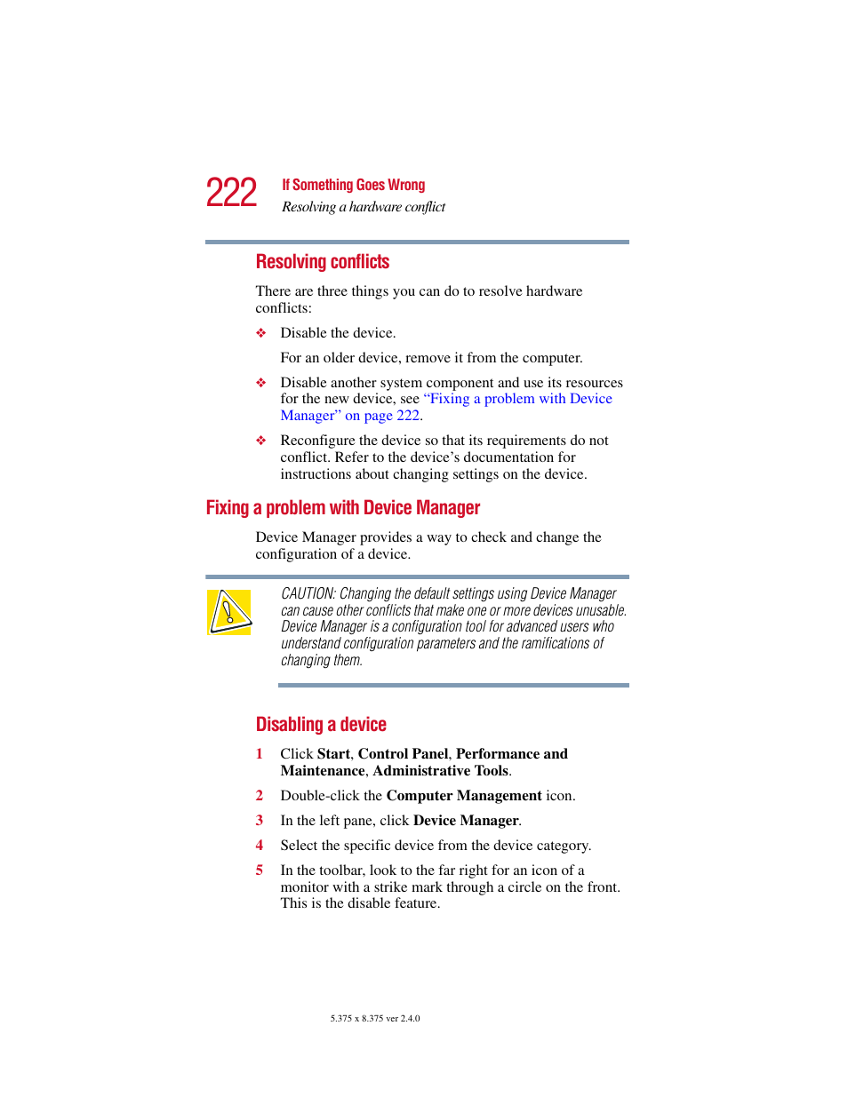 Fixing a problem with device manager | Toshiba Satellite 2415 Series User Manual | Page 222 / 279