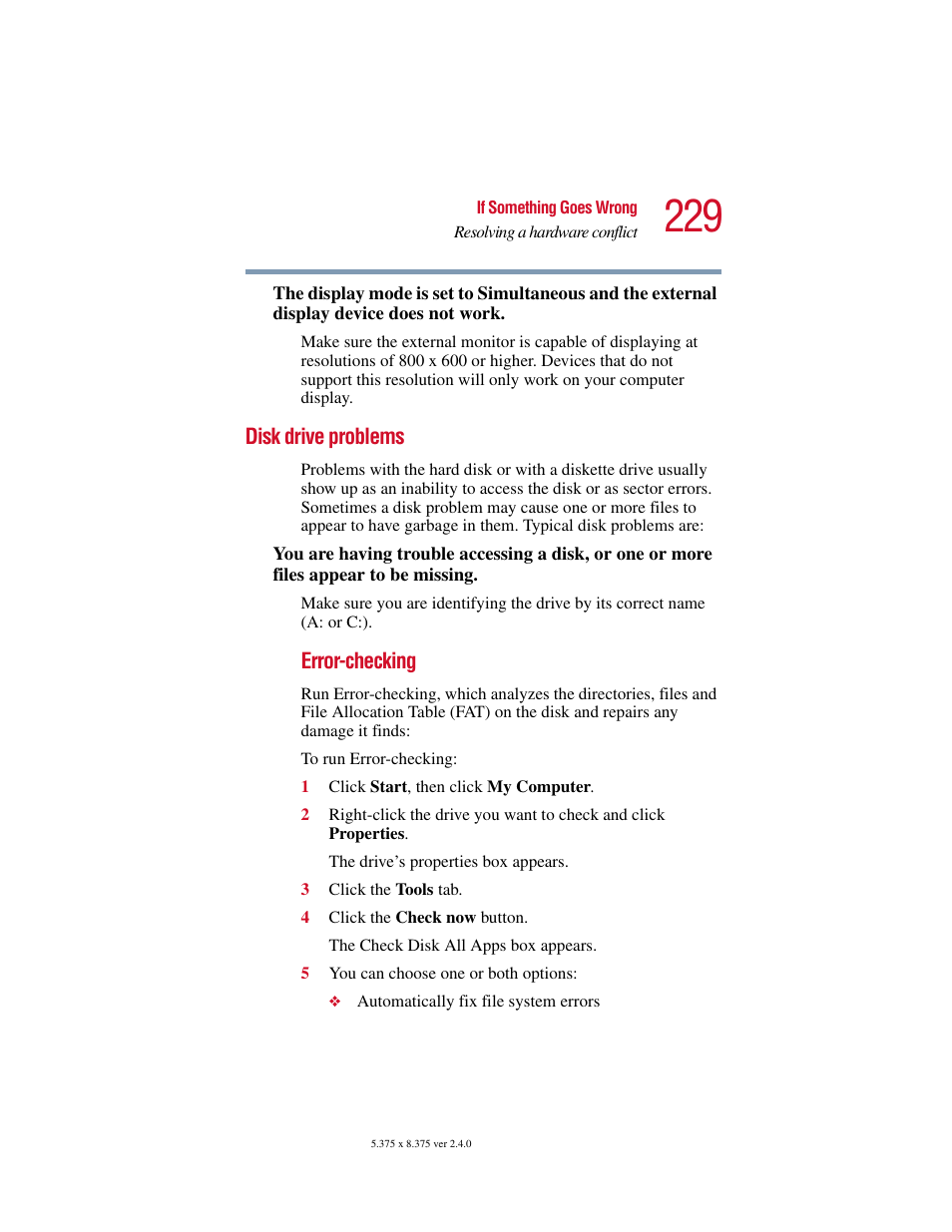 Disk drive problems | Toshiba Satellite 2415 Series User Manual | Page 229 / 279