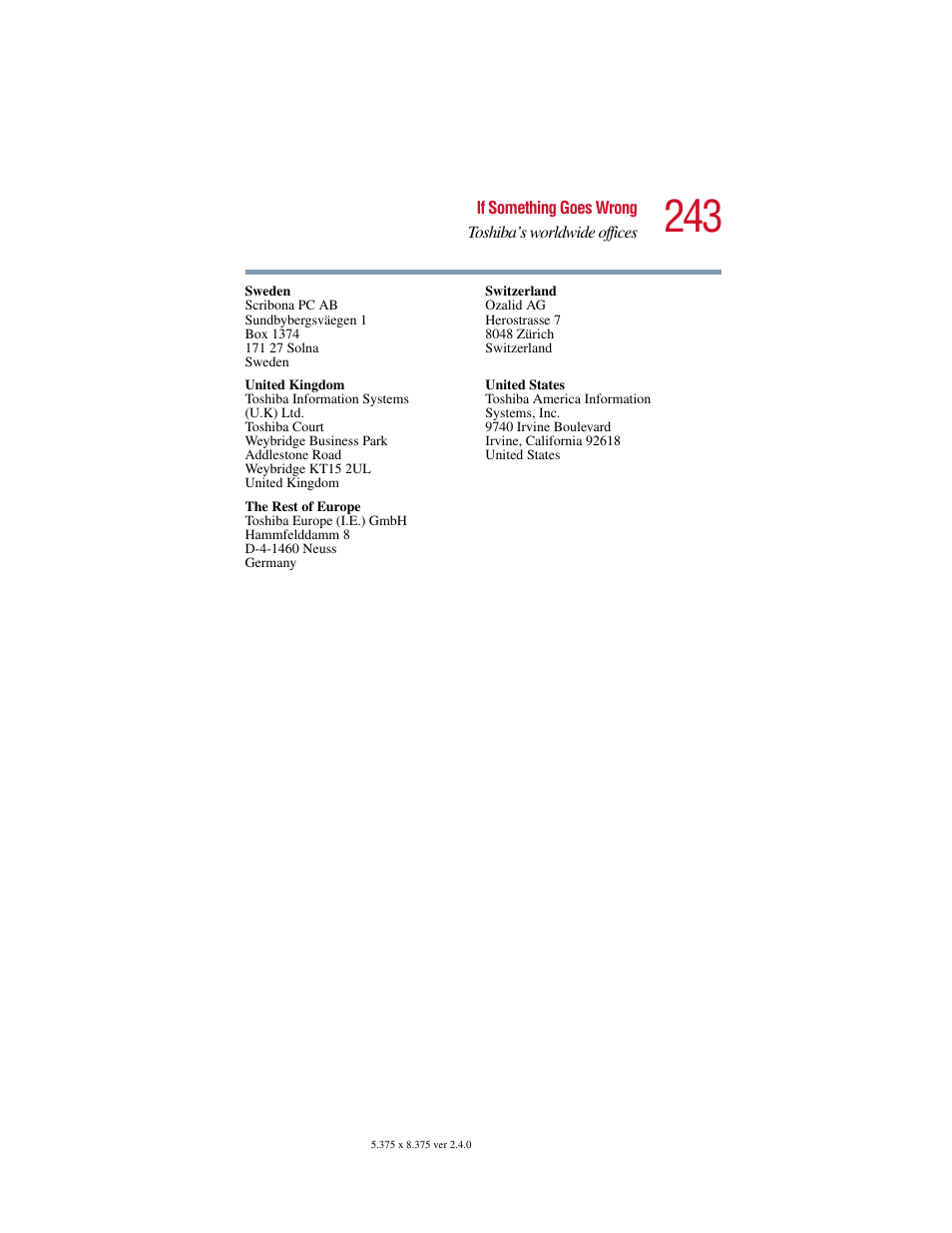 Toshiba Satellite 2415 Series User Manual | Page 243 / 279