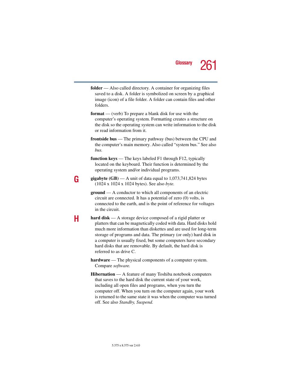 Toshiba Satellite 2415 Series User Manual | Page 261 / 279