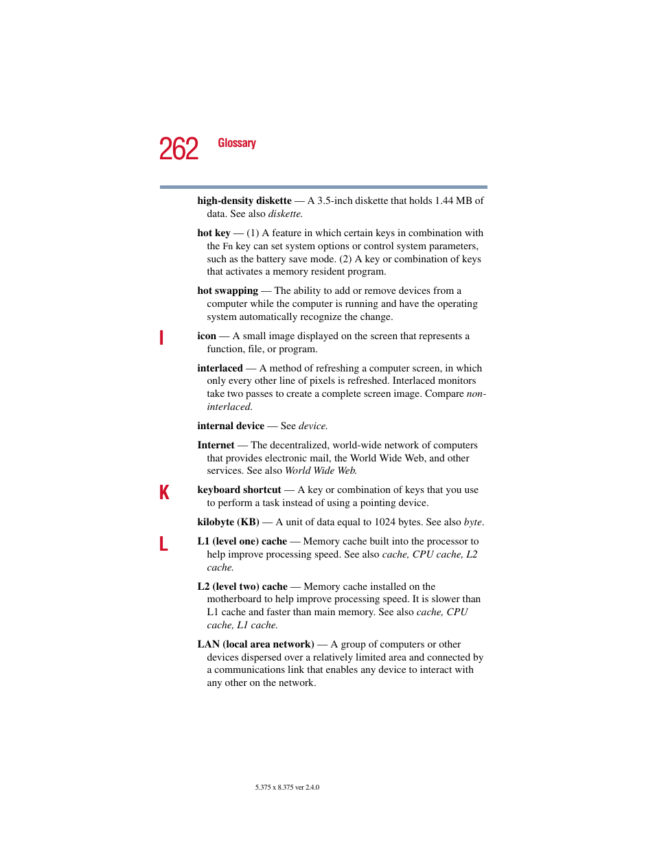 Toshiba Satellite 2415 Series User Manual | Page 262 / 279