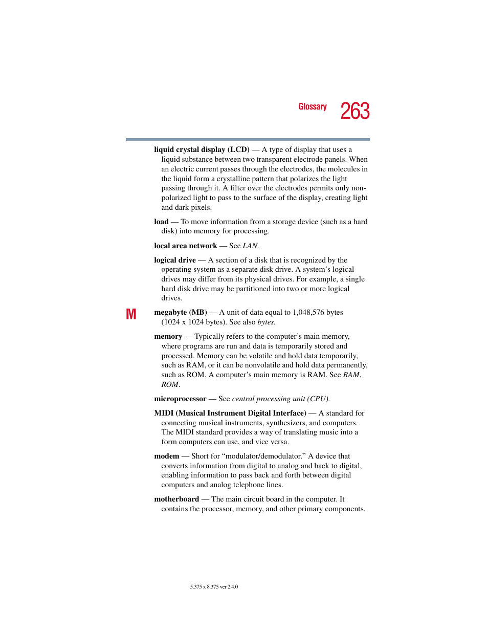 Toshiba Satellite 2415 Series User Manual | Page 263 / 279