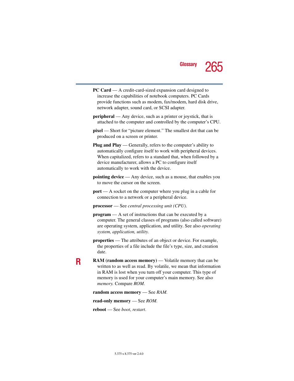 Toshiba Satellite 2415 Series User Manual | Page 265 / 279