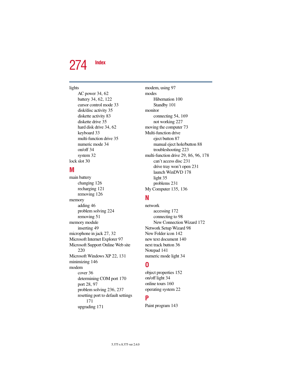 Toshiba Satellite 2415 Series User Manual | Page 274 / 279