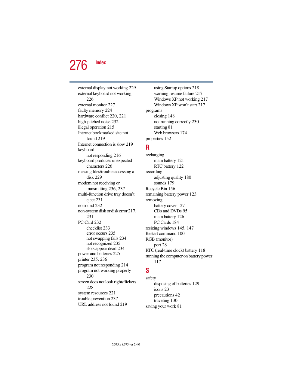 Toshiba Satellite 2415 Series User Manual | Page 276 / 279