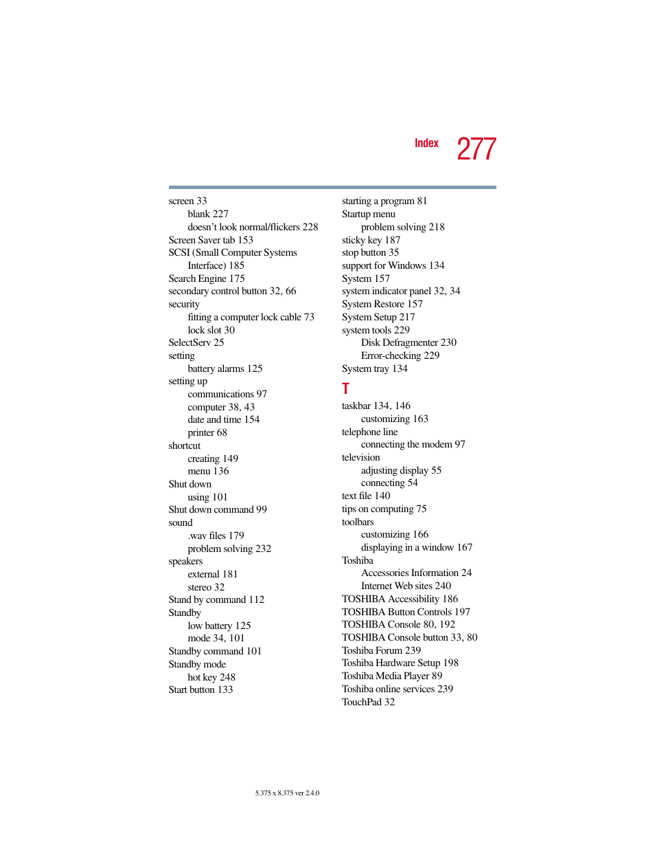Toshiba Satellite 2415 Series User Manual | Page 277 / 279