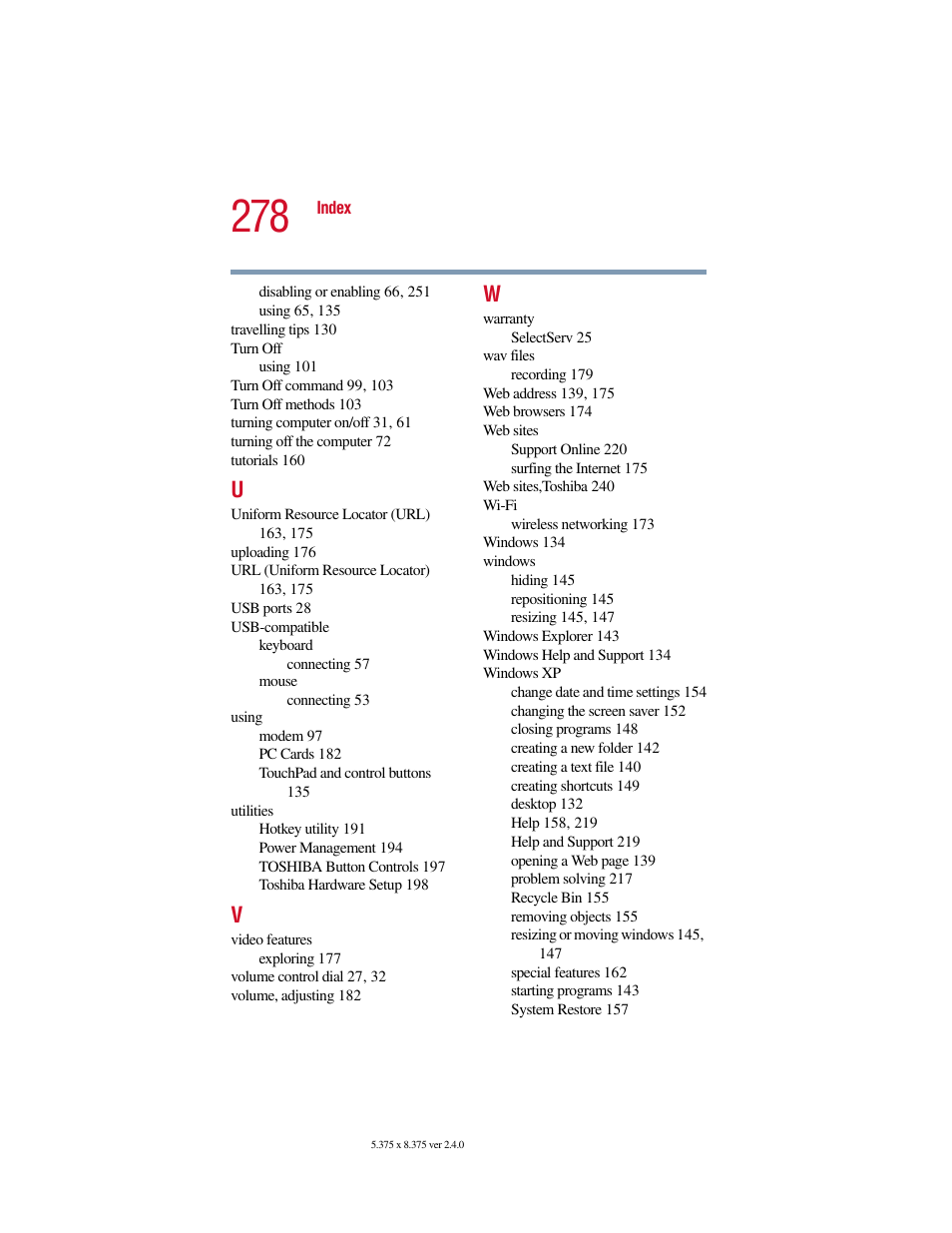 Toshiba Satellite 2415 Series User Manual | Page 278 / 279