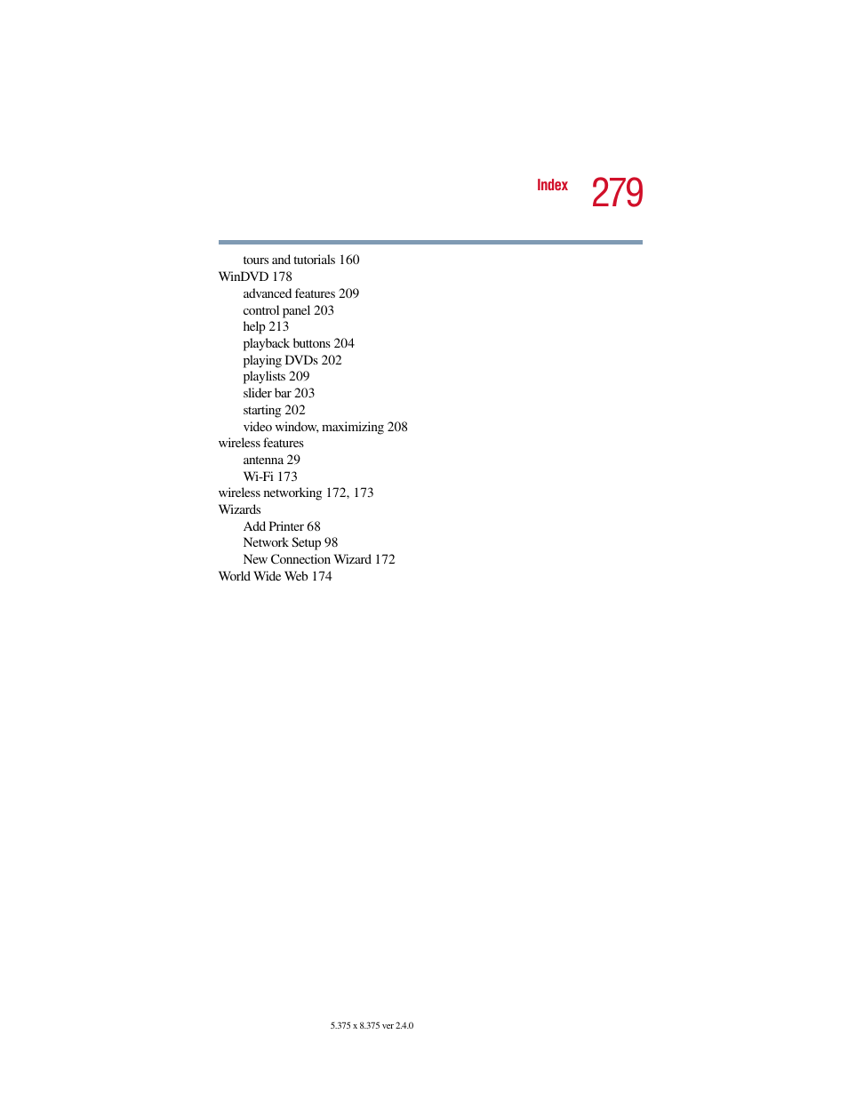 Toshiba Satellite 2415 Series User Manual | Page 279 / 279