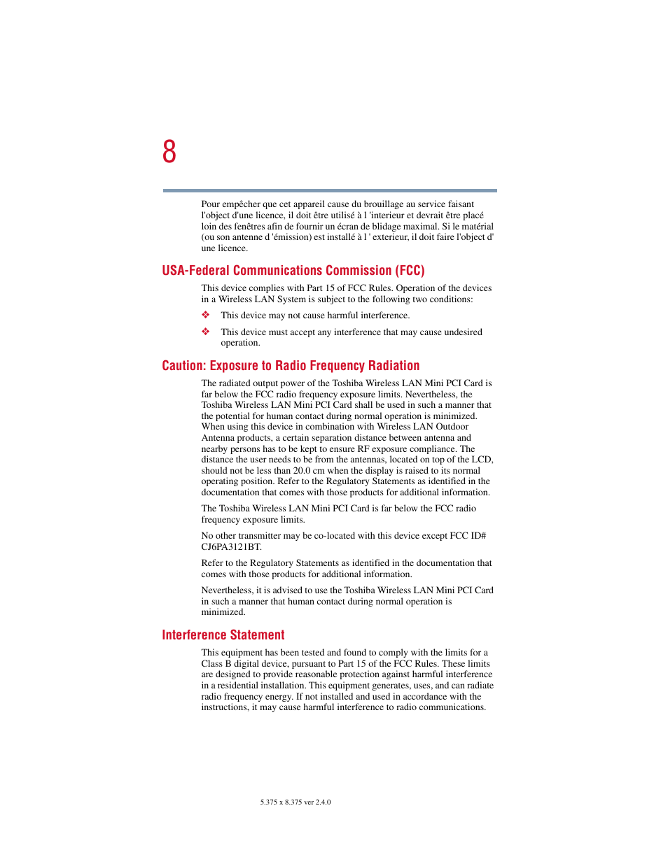 Toshiba Satellite 2415 Series User Manual | Page 8 / 279