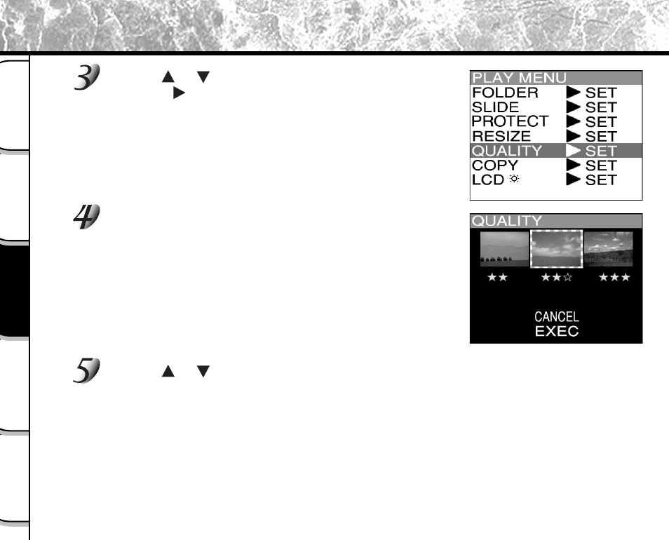 Compressing images (quality) (continued) | Toshiba PDR-M5 User Manual | Page 82 / 120