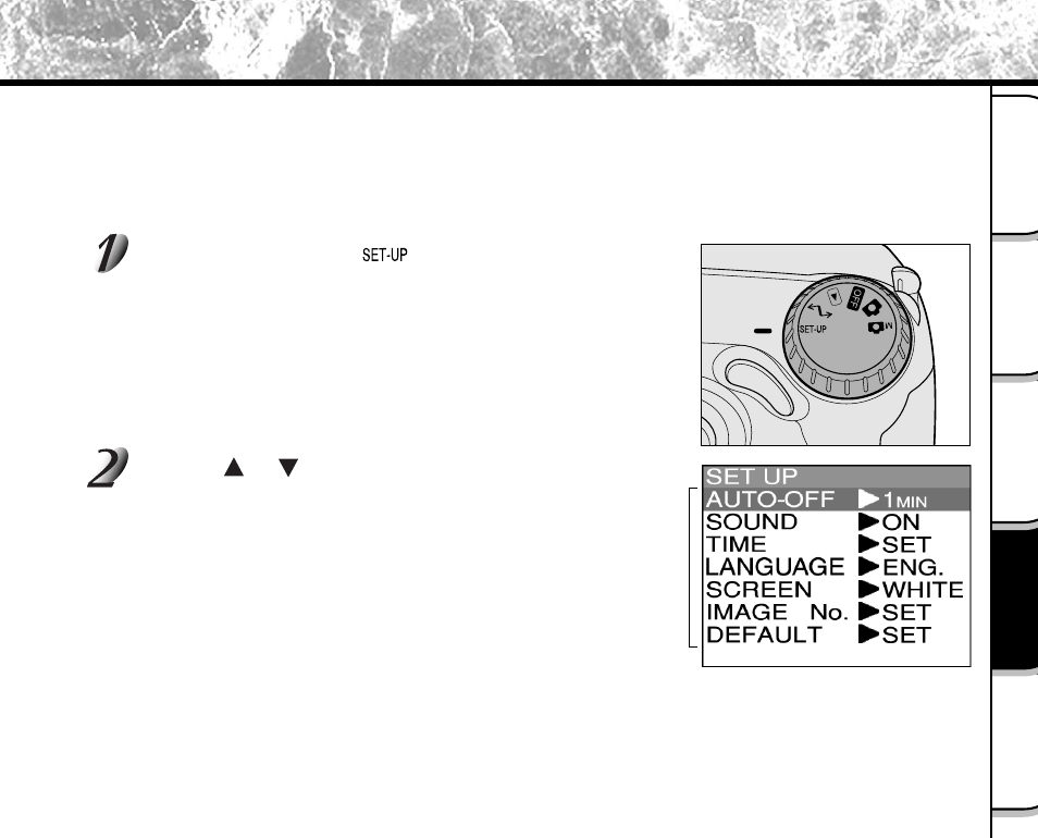 Basic photographic settings (set-up mode) | Toshiba PDR-M5 User Manual | Page 95 / 120