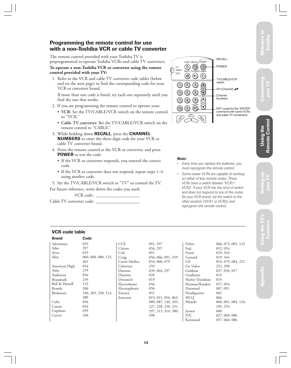 Ref er ence | Toshiba 36A12 User Manual | Page 13 / 41