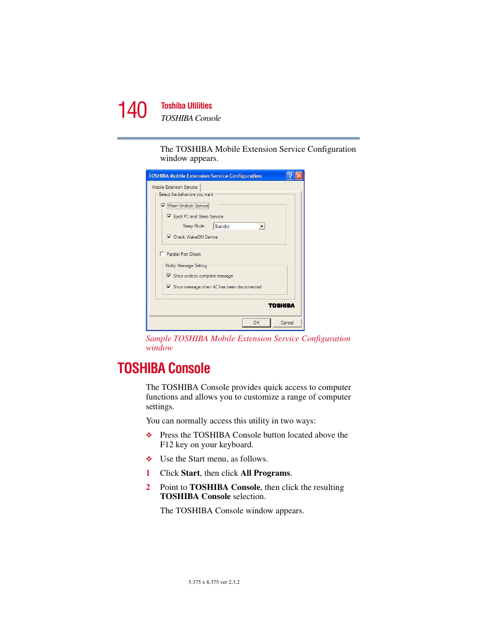 Toshiba console | Toshiba VIRTUALTECH C6609-1201M1 User Manual | Page 140 / 209