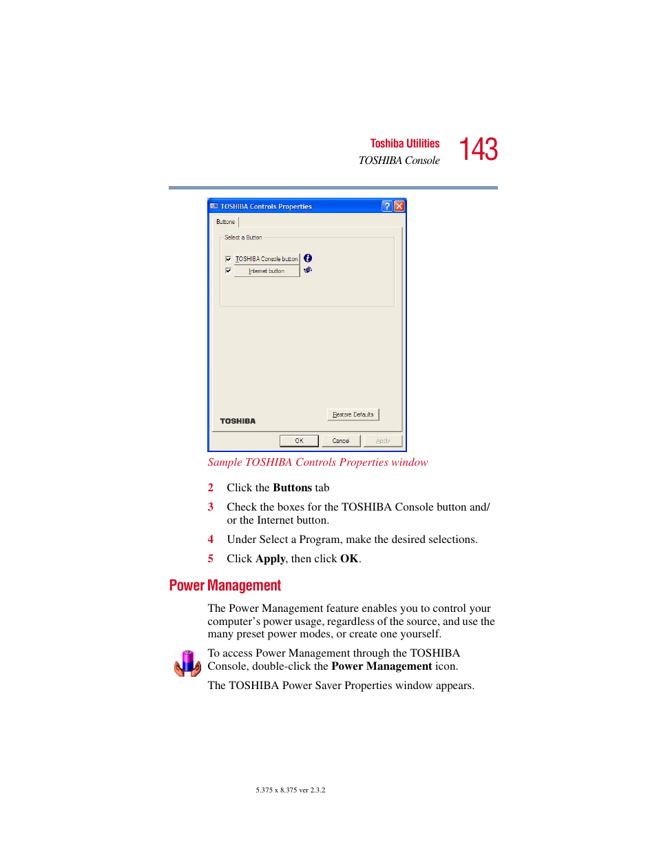 Power management, Power management” on | Toshiba VIRTUALTECH C6609-1201M1 User Manual | Page 143 / 209