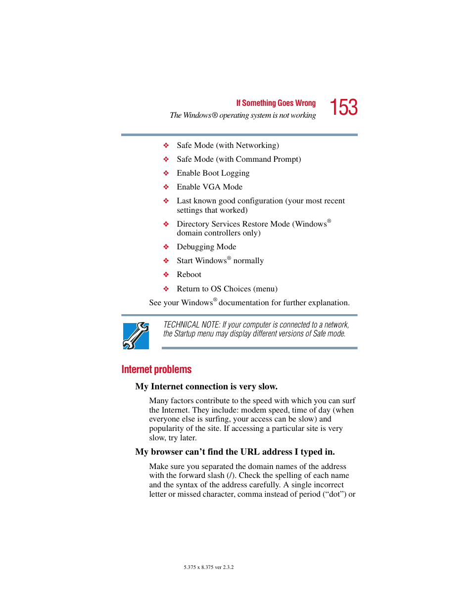 Internet problems | Toshiba VIRTUALTECH C6609-1201M1 User Manual | Page 153 / 209