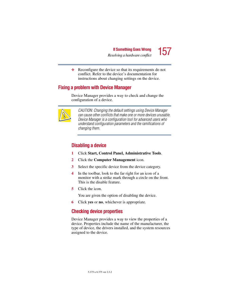 Fixing a problem with device manager | Toshiba VIRTUALTECH C6609-1201M1 User Manual | Page 157 / 209