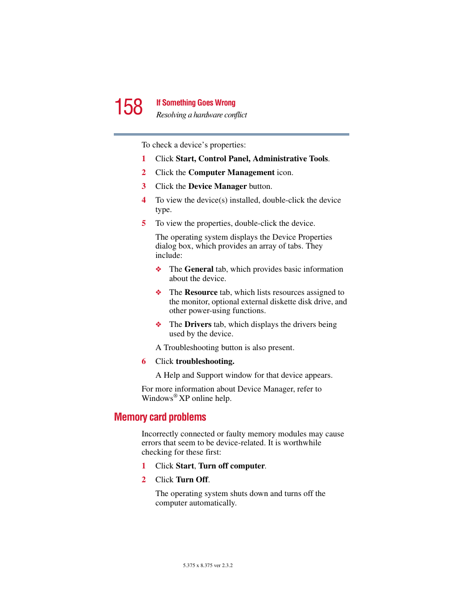 Memory card problems | Toshiba VIRTUALTECH C6609-1201M1 User Manual | Page 158 / 209