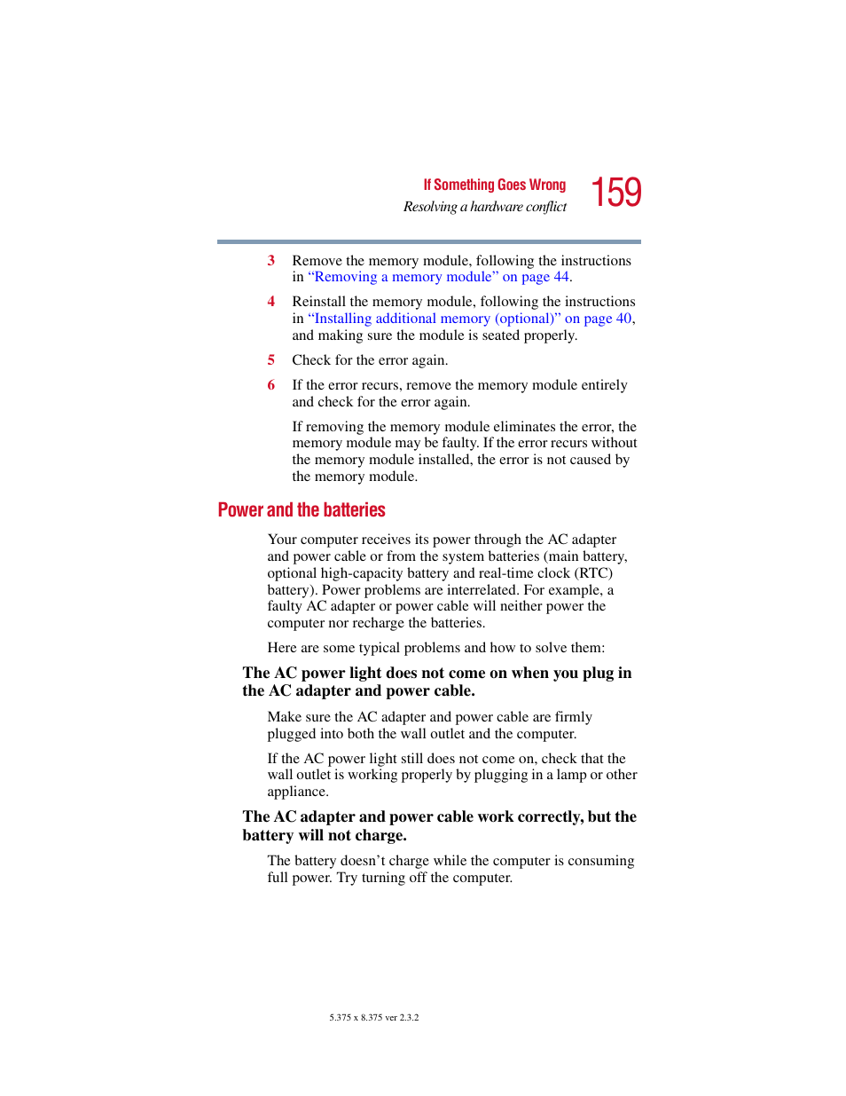 Power and the batteries | Toshiba VIRTUALTECH C6609-1201M1 User Manual | Page 159 / 209