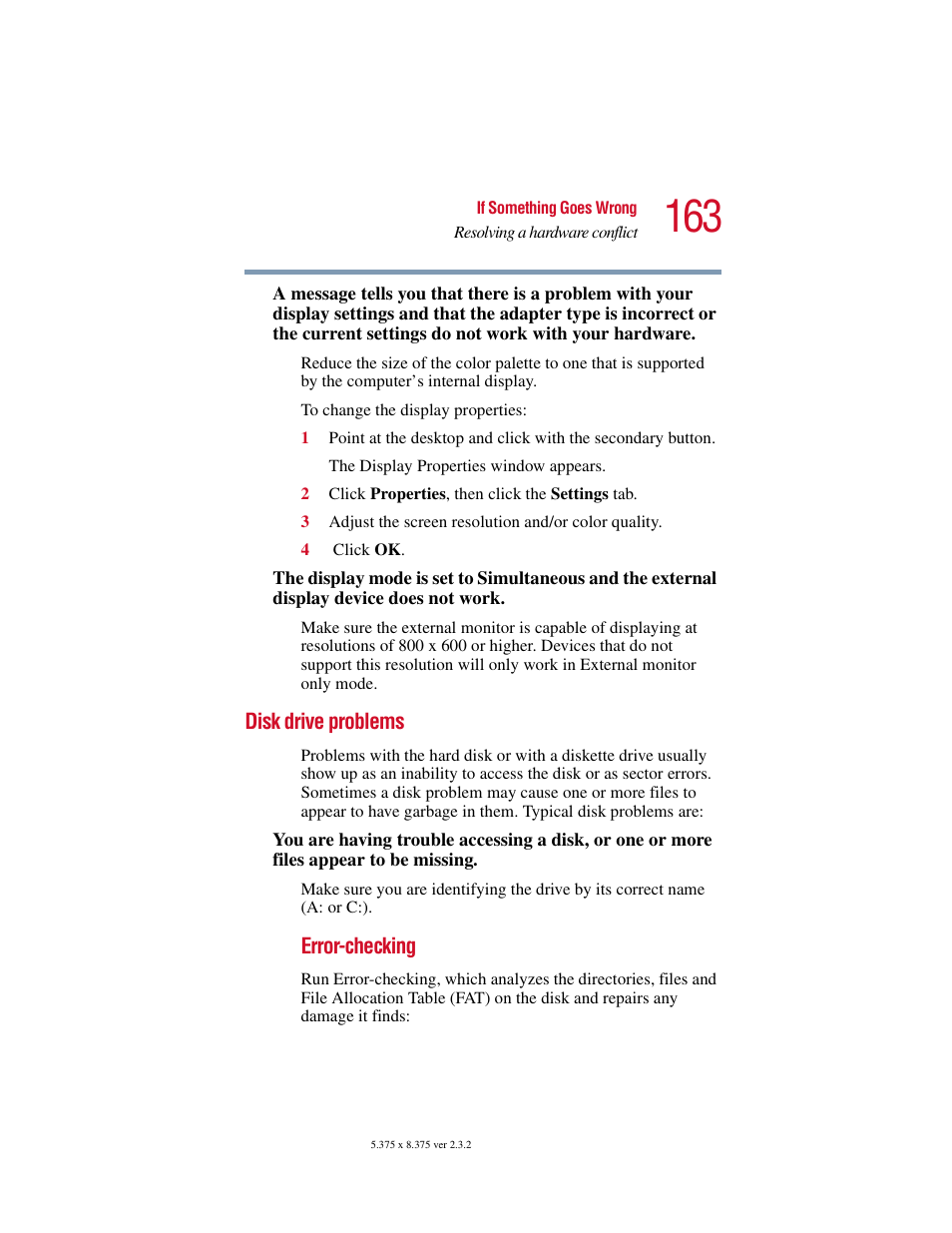 Disk drive problems | Toshiba VIRTUALTECH C6609-1201M1 User Manual | Page 163 / 209